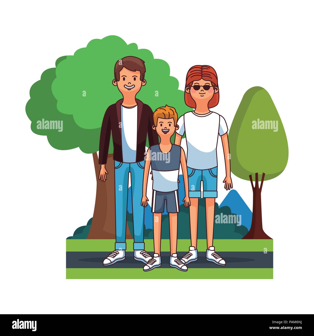 Cute family at park cartoon Stock Vector Image & Art - Alamy
