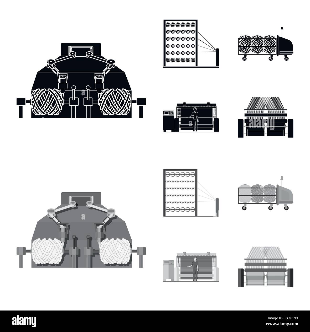Machine, equipment, spinning, and other icon in black,monochrom style ...