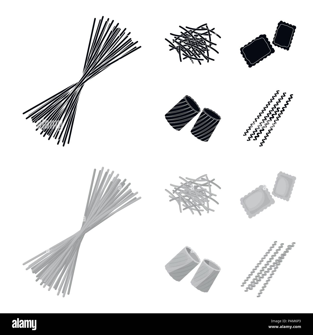 Different types of pasta. Types of pasta set collection icons in black ...