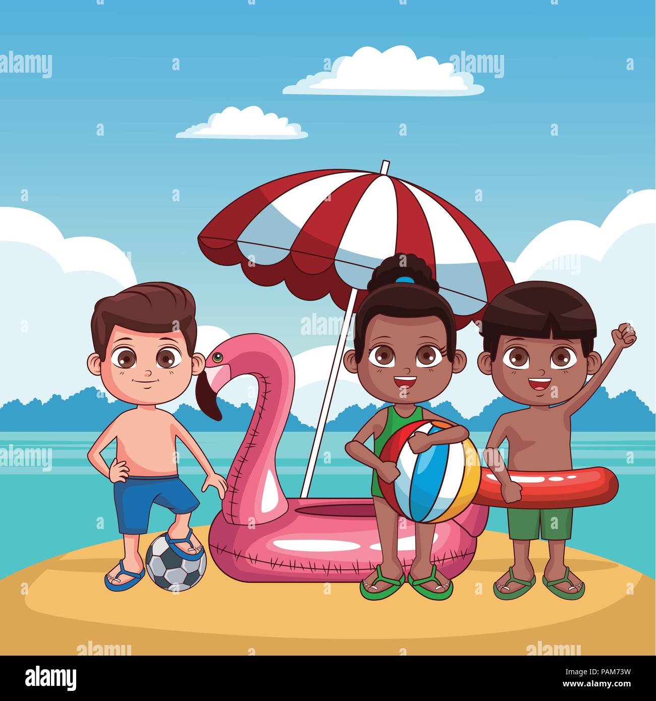 Kids and beach cute cartoons Stock Vector Image & Art - Alamy