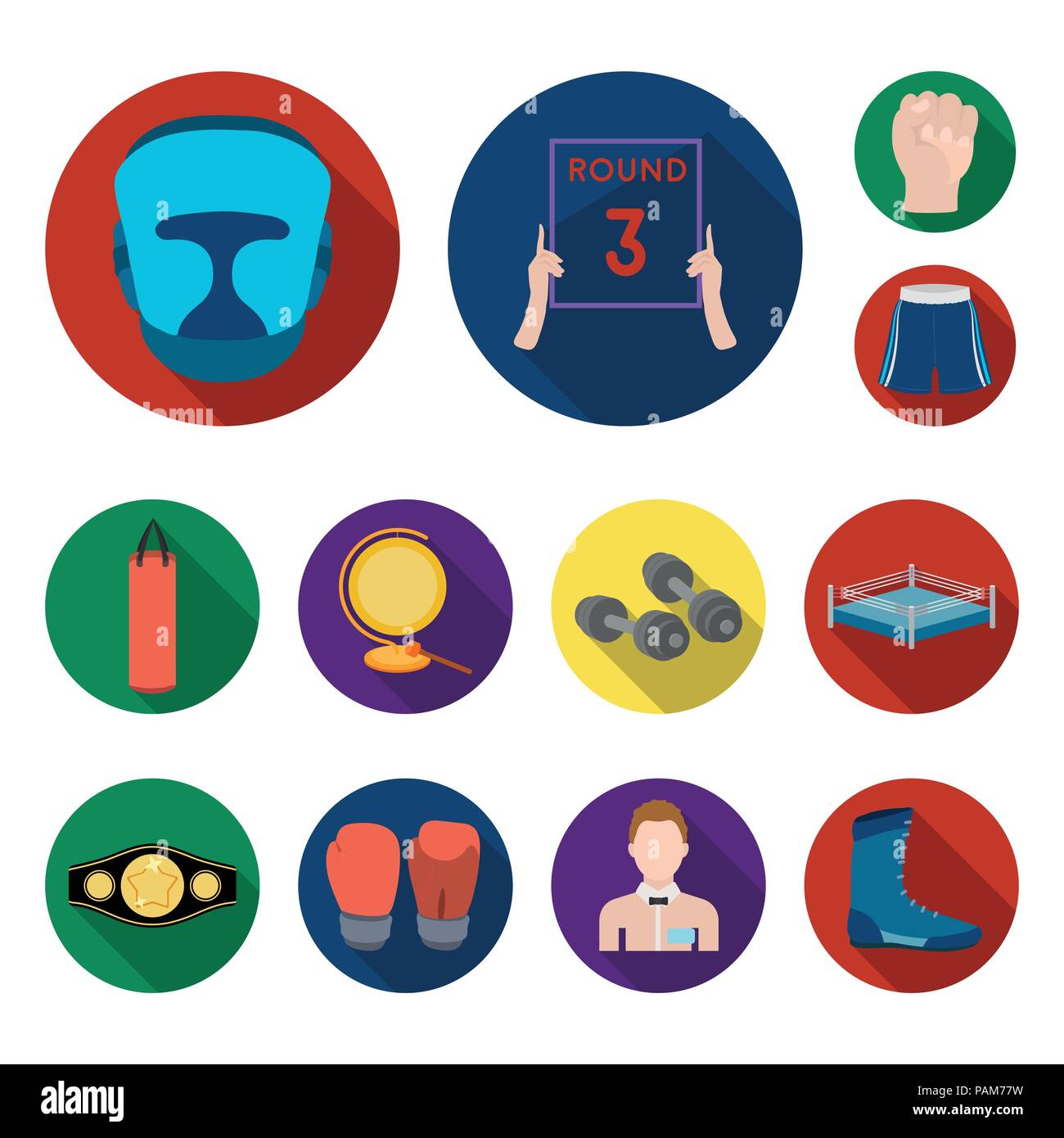 Boxing extreme sports flat icons in set collection for design. Boxer ...