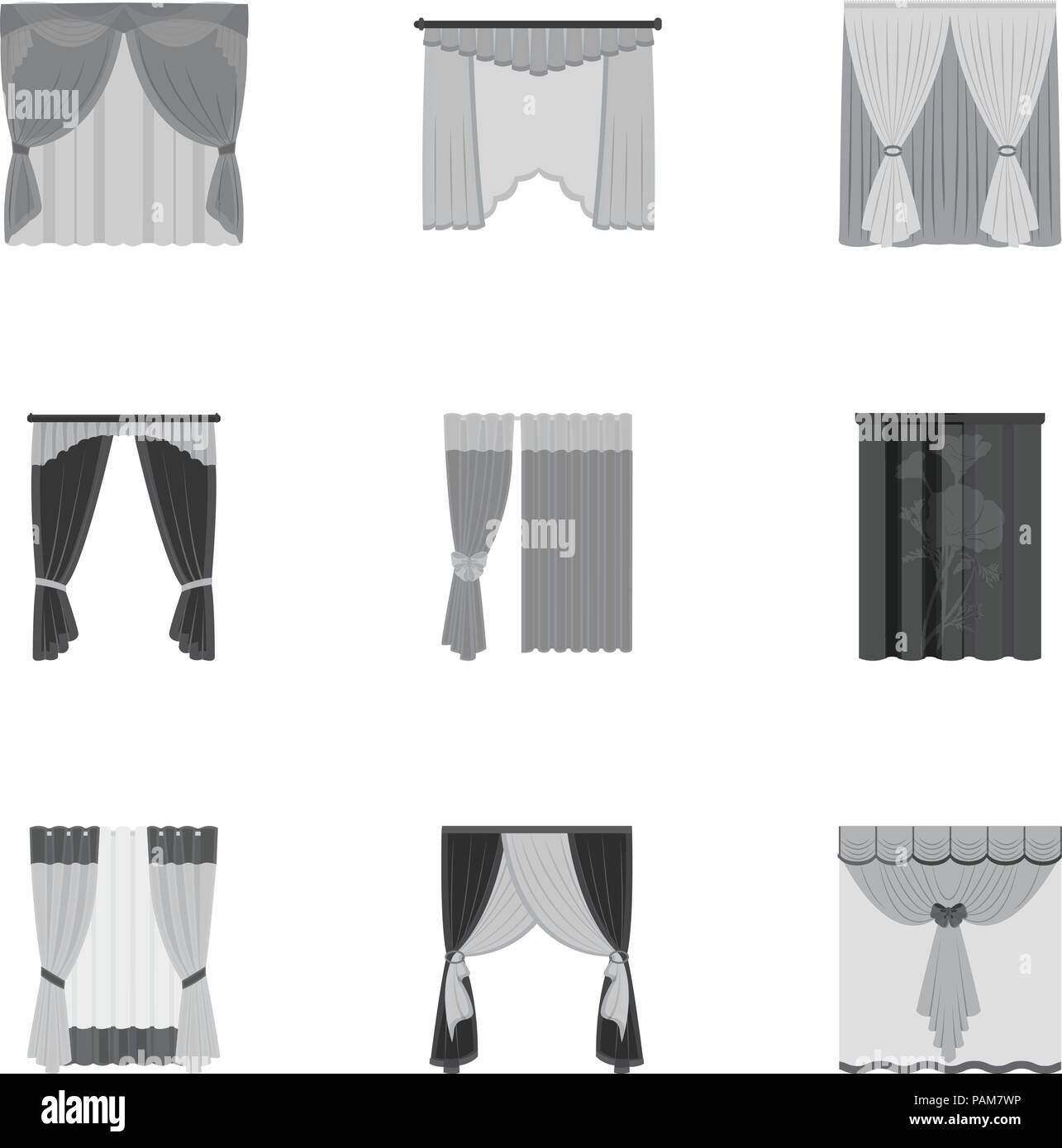 Textiles Curtains Drapes And Other Icon In Monochrome Style