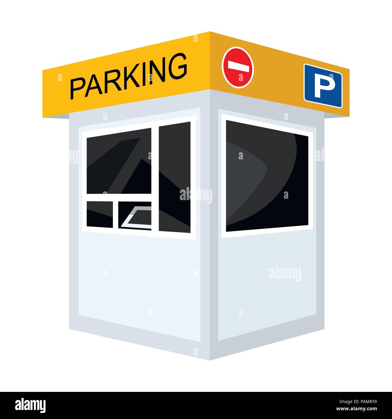 Parking toll booth icon in cartoon design isolated on white background ...