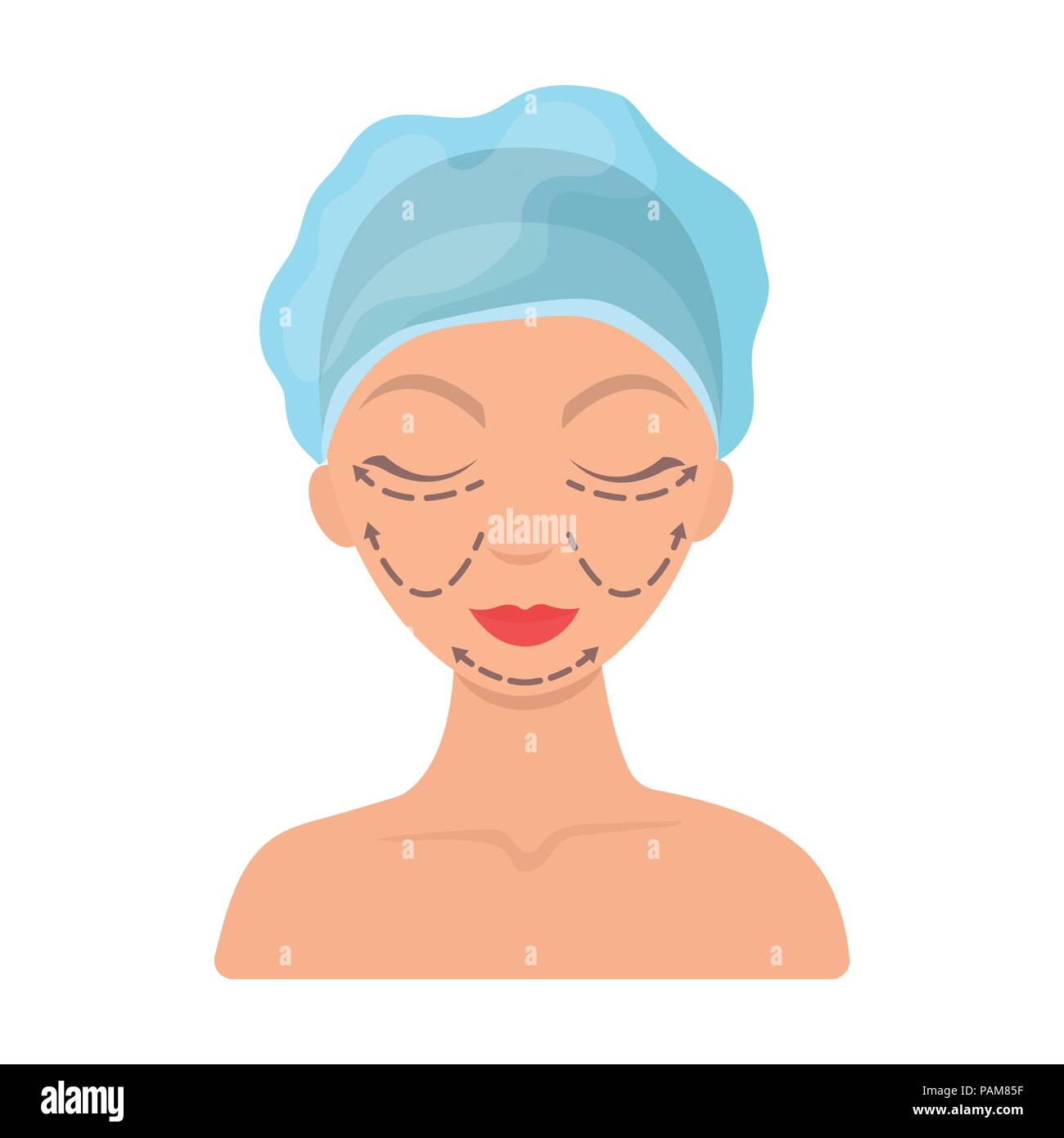 Cosmetic plastic surgery icon in cartoon style isolated on white background. Skin care symbol