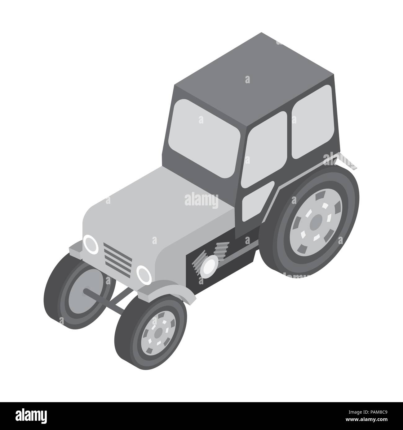 Tractor icon in monochrome design isolated on white background ...