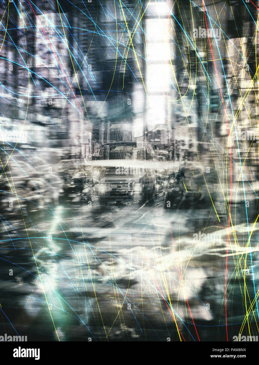 New York Times Square Night Abstract Stock Photo - Alamy