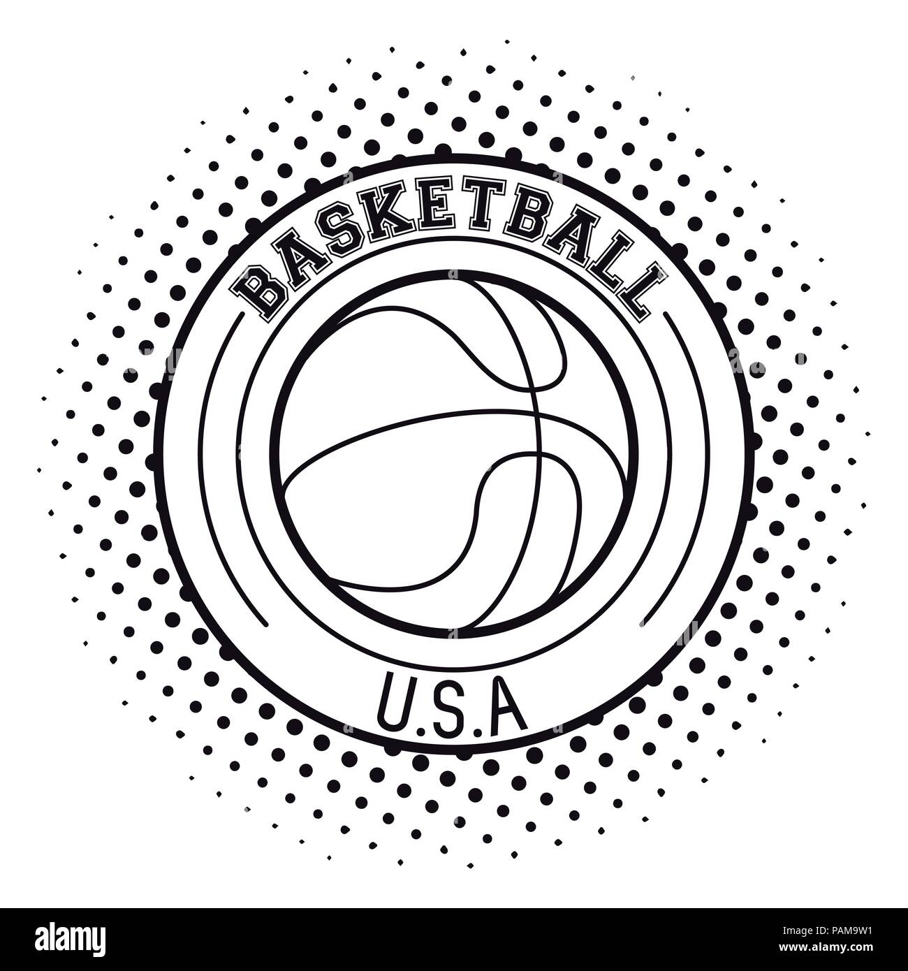 USA basketball sport game in black and white Stock Vector Image & Art