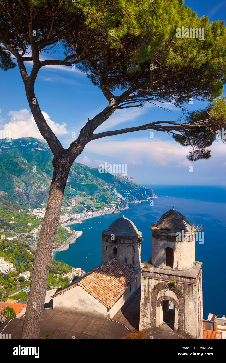 View over Gulf of Salerno from Villa Rufolo, Ravello, Campania, Italy Stock Photo