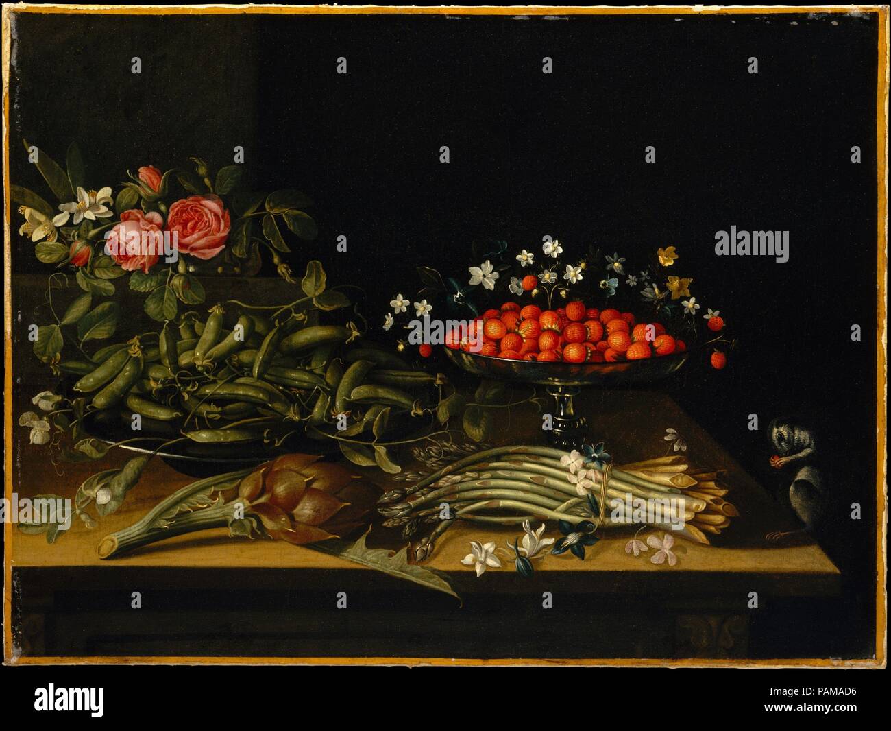 Still Life with Strawberries. Artist: French Painter (17th century). Dimensions: 23 5/8 x 31 5/8 in. (60 x 80.3 cm). Museum: Metropolitan Museum of Art, New York, USA. Stock Photo