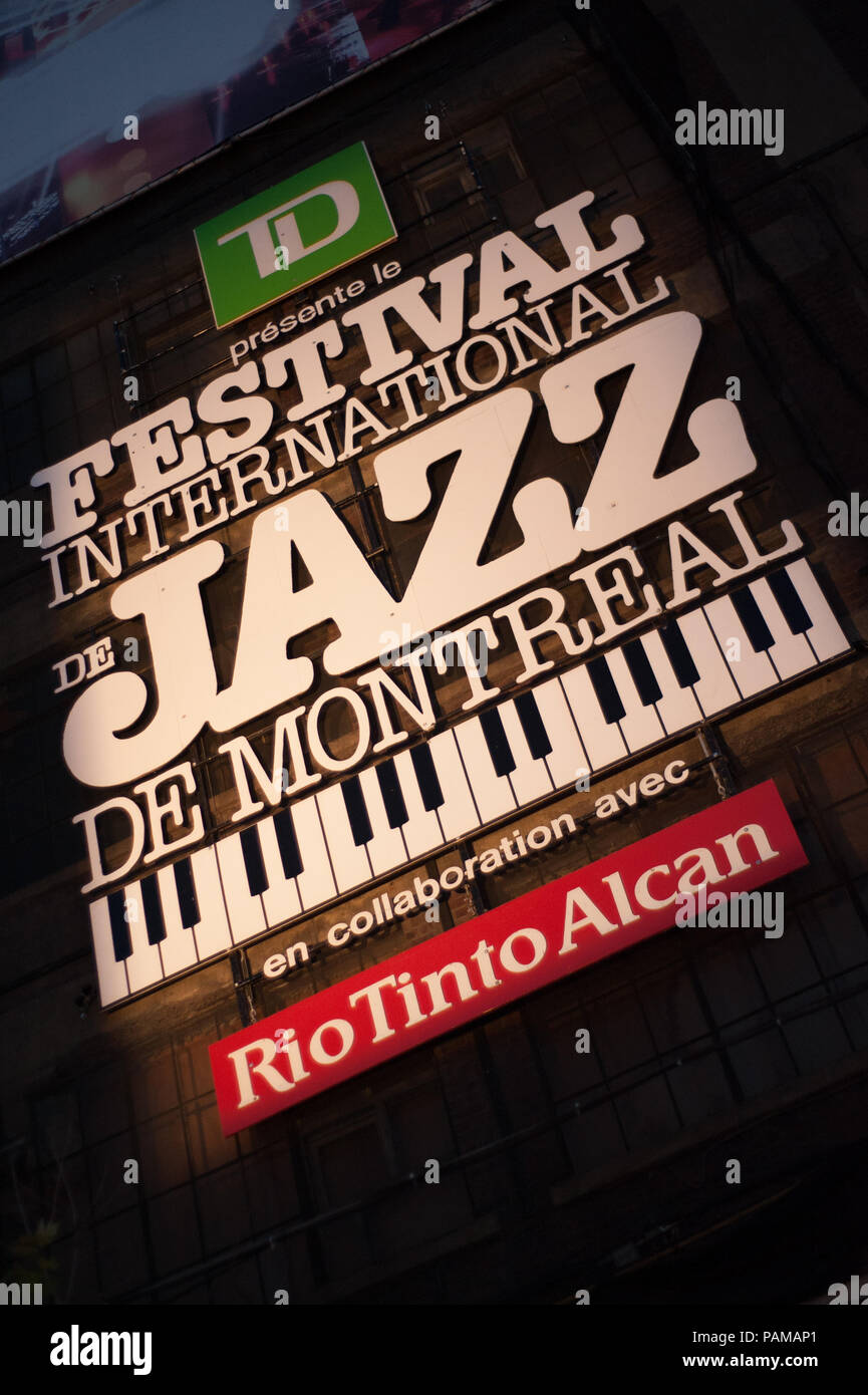 The logo of the Montreal International Jazz Festival. Stock Photo