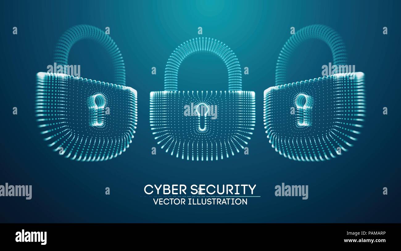 Coputer internet cyber security background. Cyber crime vector illustration. digital lock Stock Vector