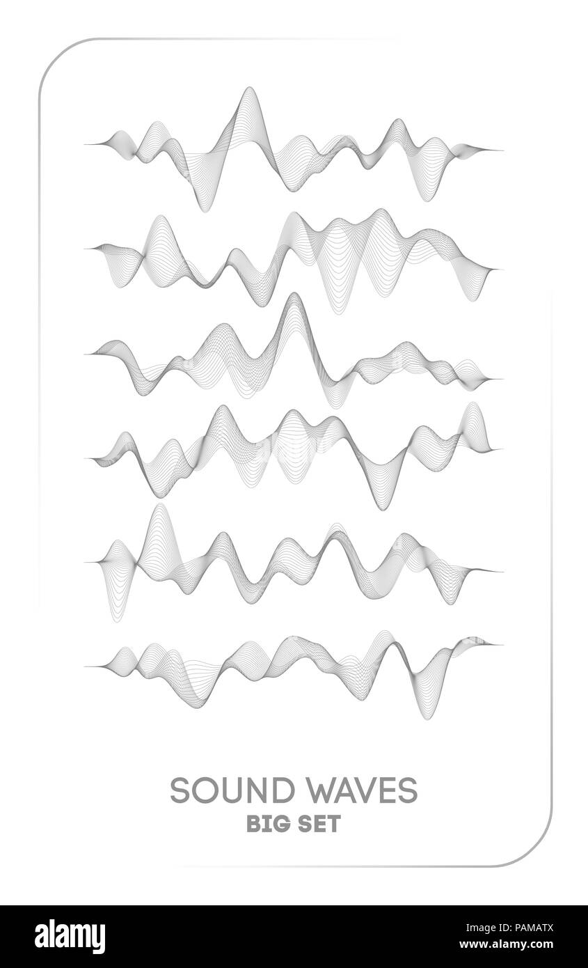 Sound wave vector . Vector music voice vibration, song waveform digital spectrum, audio pulse and waveform frequency equalizer. Stock Vector