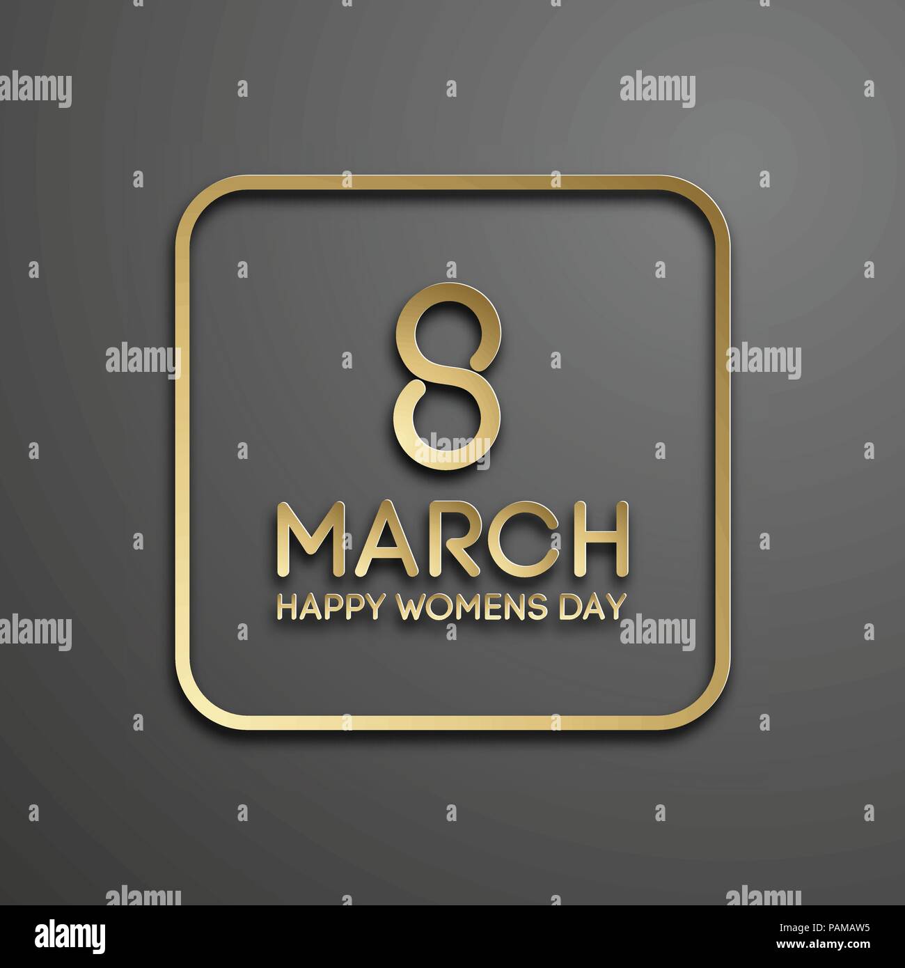8 March International Womans day, gold on black postcard Stock Vector