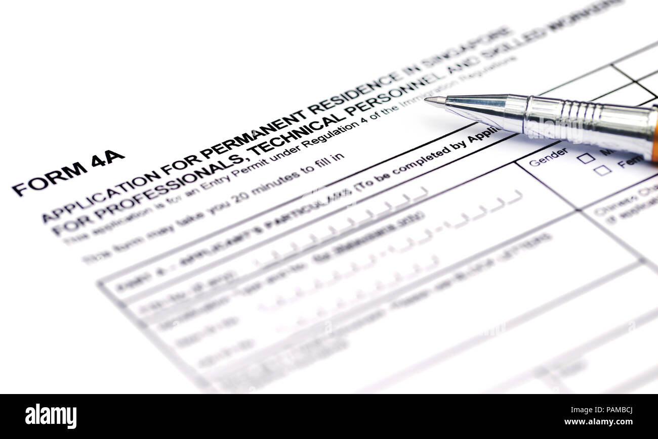 Visa application form details with a ballpoint Stock Photo Alamy