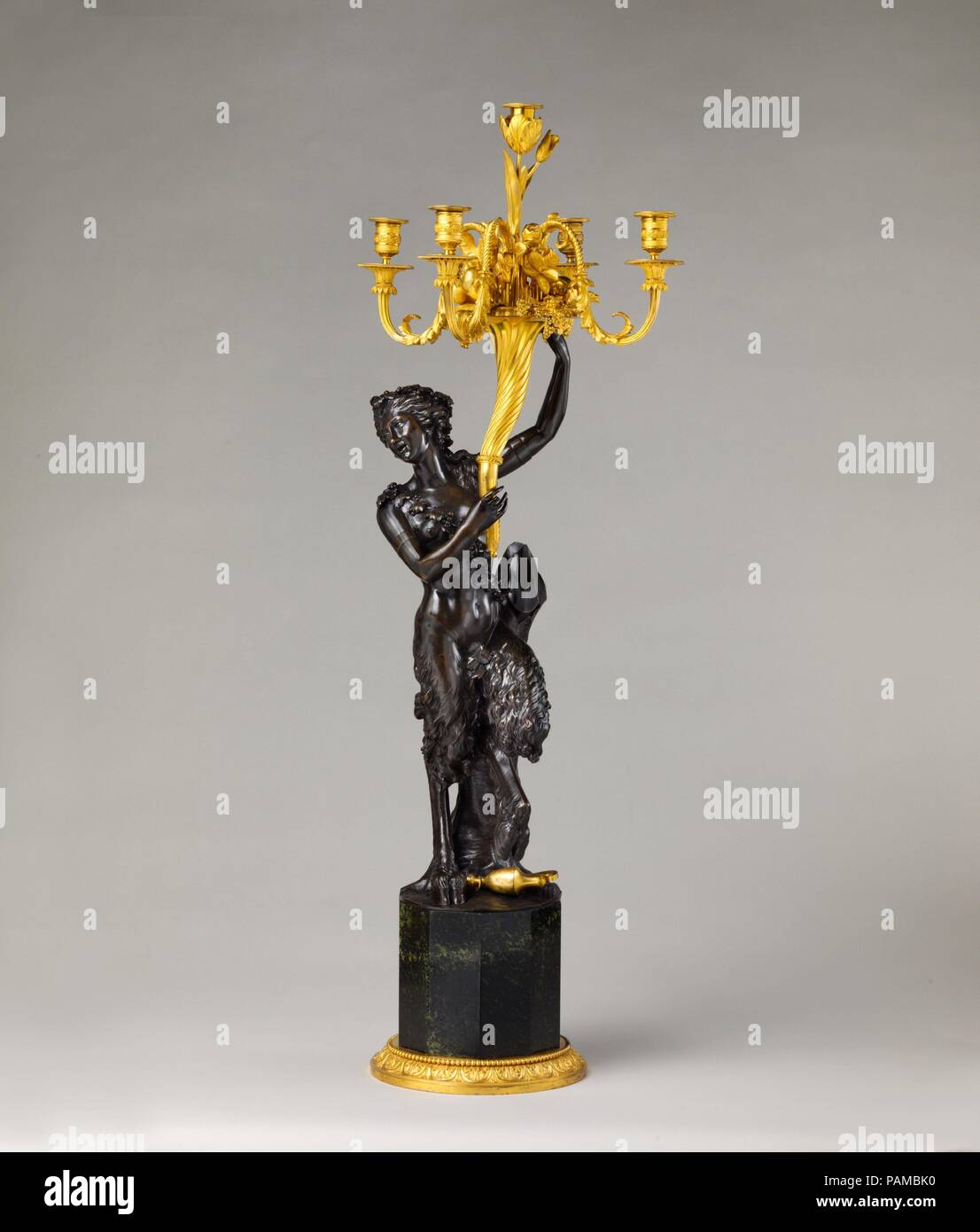 Five-light candelabrum (one of a pair). Culture: French. Dimensions: H. 45 3/8 x W. 16 7/8 x D. 14 1/4in. (115.3 x 42.9 x 36.2cm). Modeler: derives from a model by Clodion (Claude Michel) (French, Nancy 1738-1814 Paris). Date: ca. 1785. Museum: Metropolitan Museum of Art, New York, USA. Stock Photo