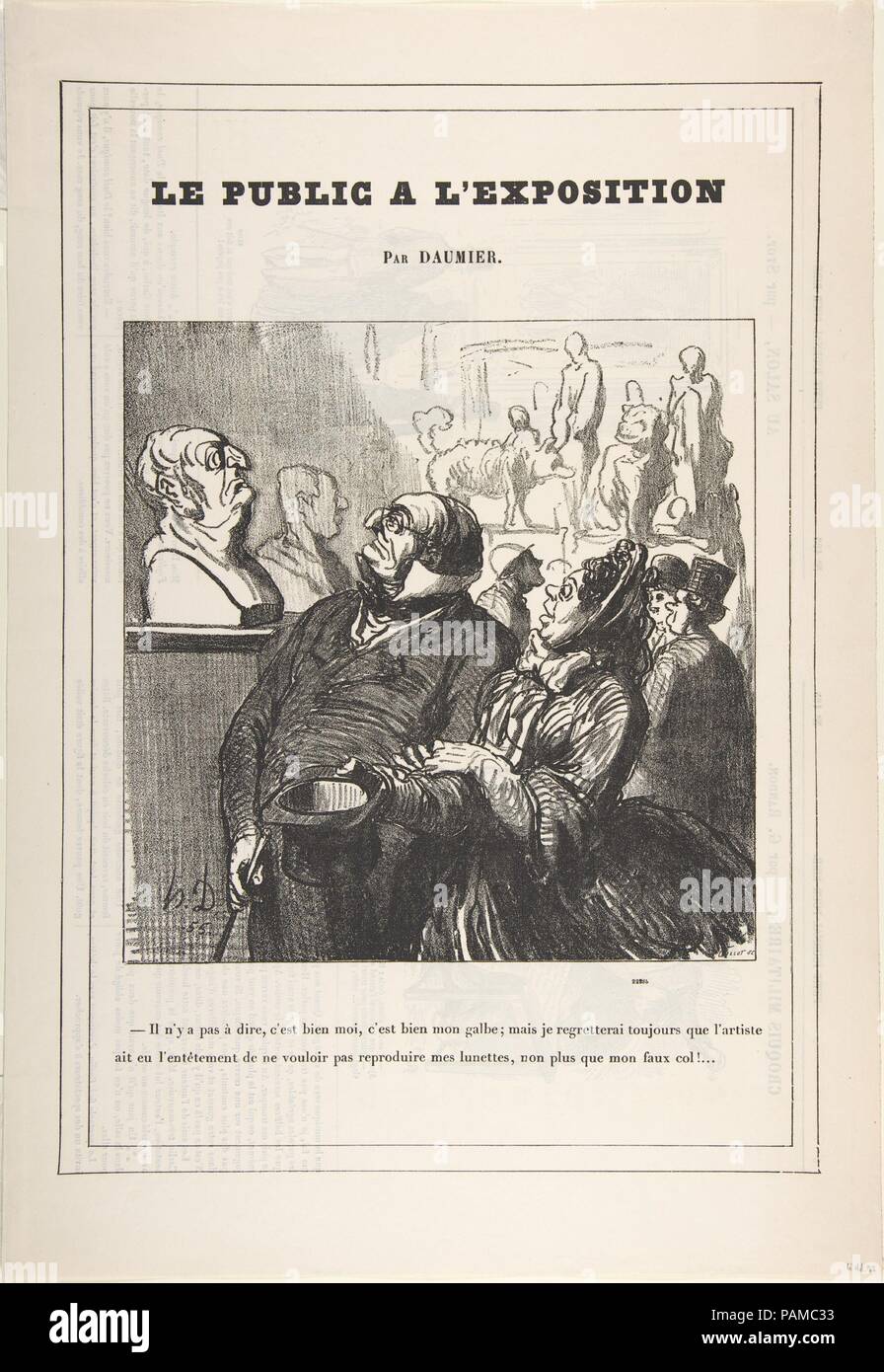 There's no denying it's me!..., from 'The public at the exhibition,' published in Le Petit Journal pour Rire, June 18, 1864. Artist: Honoré Daumier (French, Marseilles 1808-1879 Valmondois). Dimensions: Image: 8 13/16 × 8 11/16 in. (22.4 × 22 cm)  Sheet: 17 7/16 × 12 1/16 in. (44.3 × 30.7 cm). Series/Portfolio: 'The public at the exhibition' (Le public à l'exposition). Date: June 18, 1864.  'There is no denying it's me, those are certainly my fine contours, but I'll always be sorry that the artist stubbornly refused to put in my glasses and my detachable collar!'. Museum: Metropolitan Museum o Stock Photo