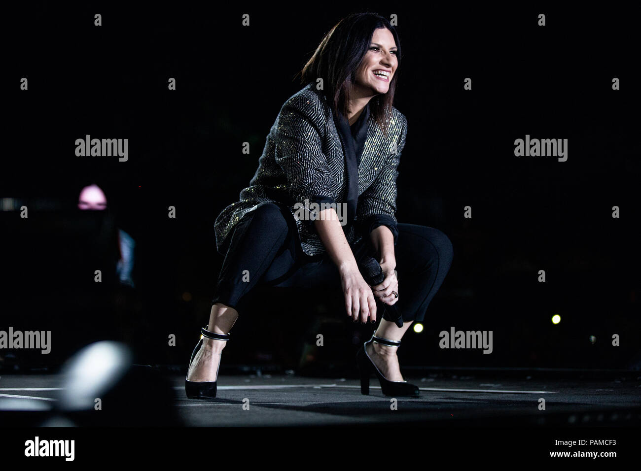 Rome, Italy. 22nd July, 2018. Laura Pausini in concert at the Circo Massimo in Rome for the world opening of her 'World Wide Tour 2018'. Credit: Stefano Cappa/Pacific Press/Alamy Live News Stock Photo