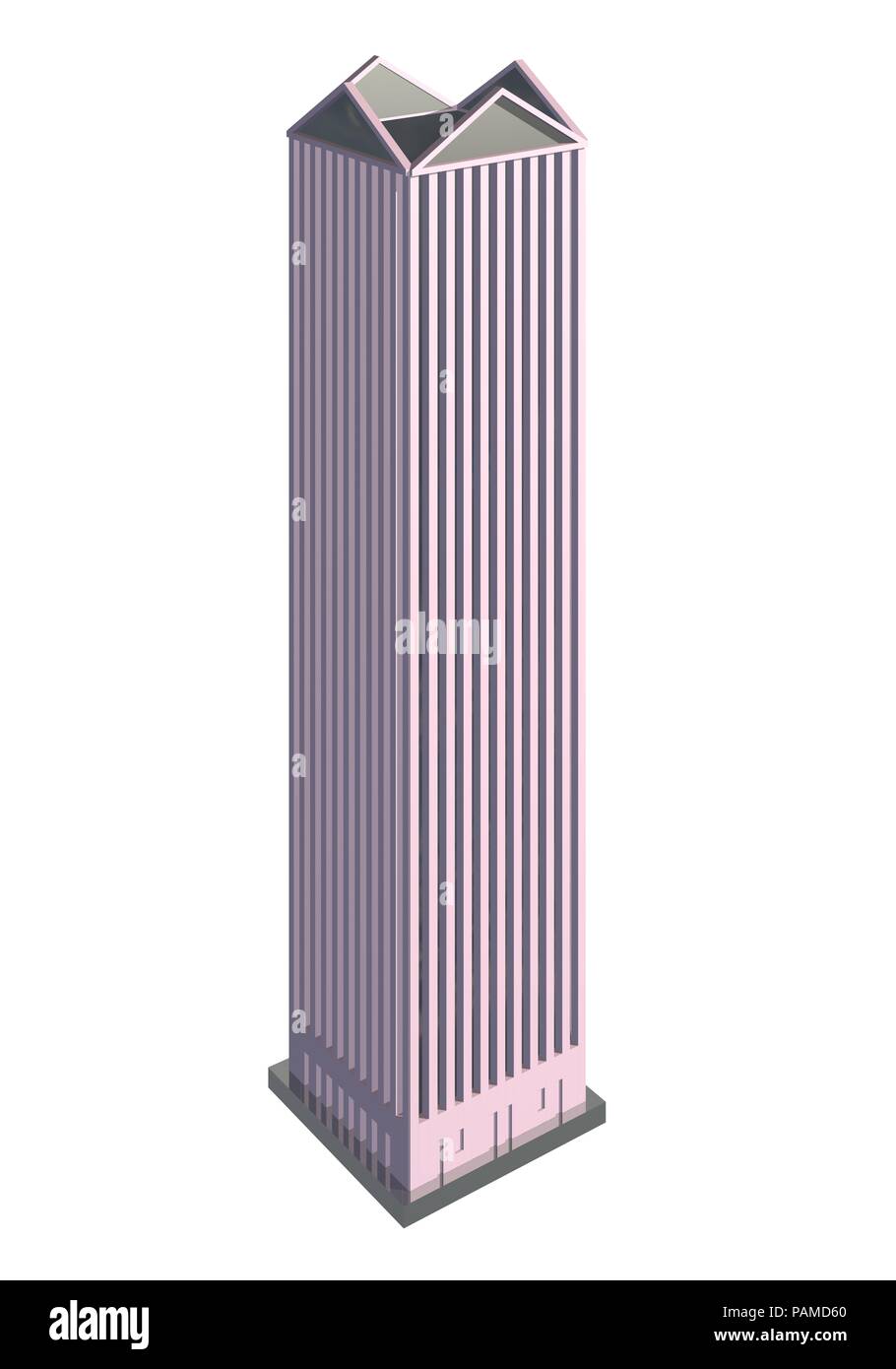 3D illustration skyscraper building isolated on white background Stock ...