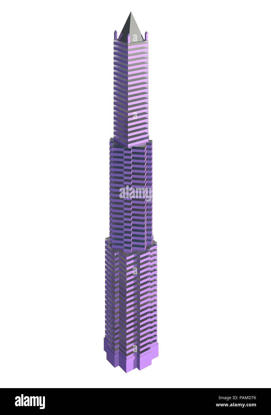 3D illustration skyscraper building isolated on white background Stock ...