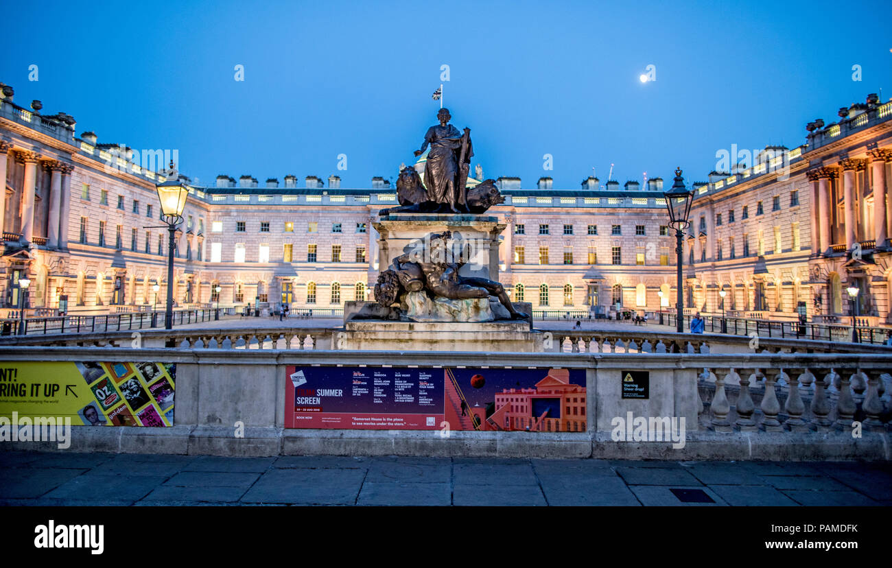 Somerset House With Water Feature At Night London UK Stock Photo