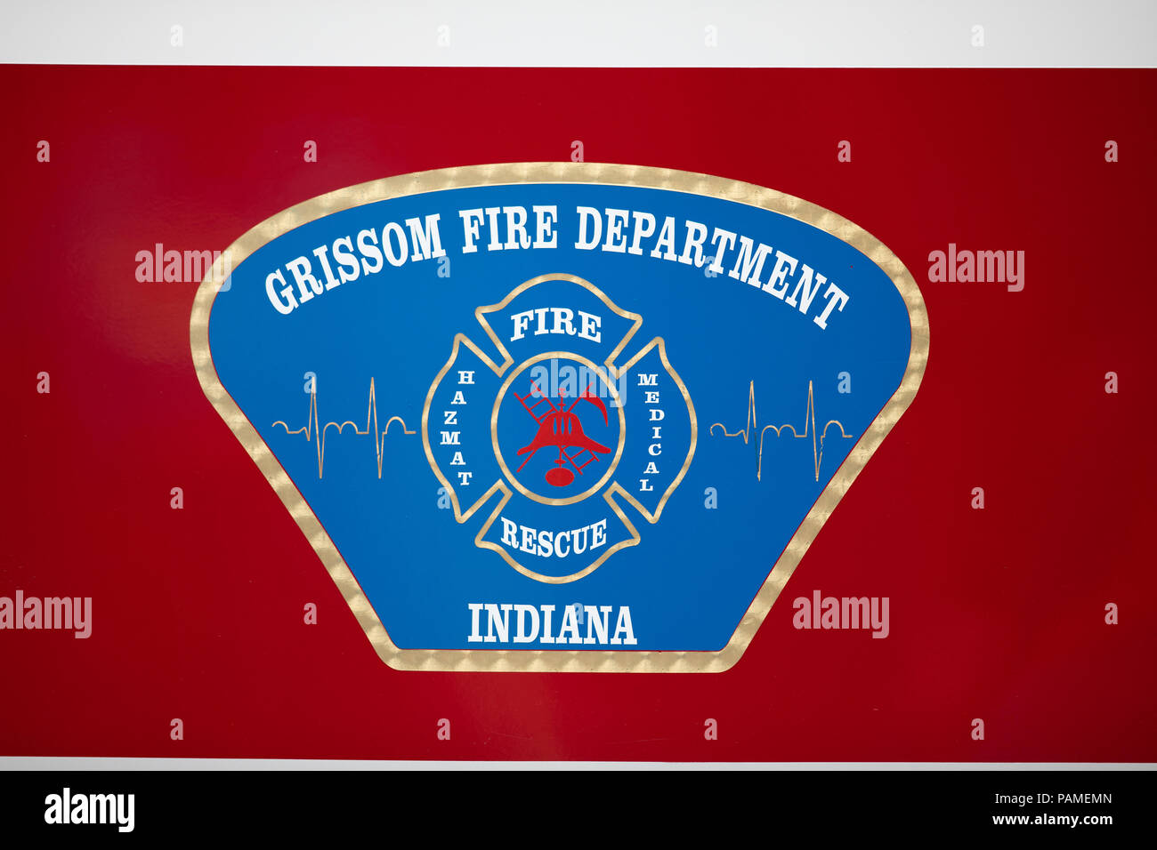 Peru, Indiana, USA July 21, 2018 A fire truck from the Grissom Fire