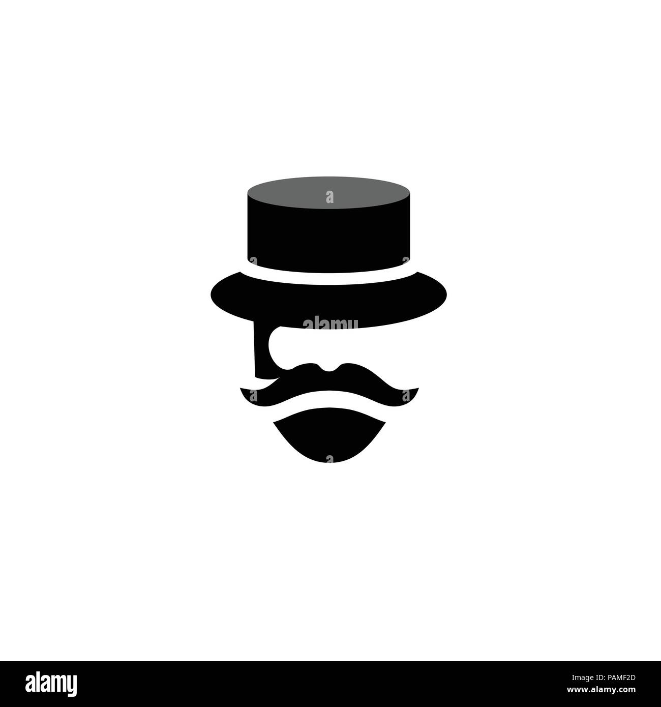 people Retro old mustache vintage style beard gent icons, Barber mister gentleman party black vector silhouette Stock Vector