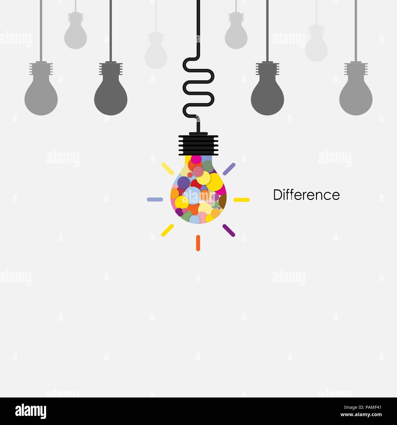 Creative light bulbs vector logo design template and Difference concept.Business,Education and Industrial idea. Vector illustration Stock Vector