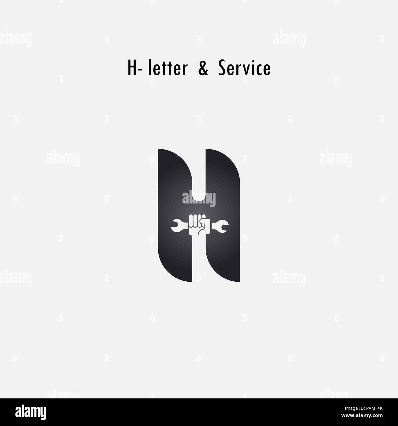 H-letters and human hand icon with wrench vector logo design template. Service tool icon.Maintenance and Technical support concept.Vector illustration Stock Vector
