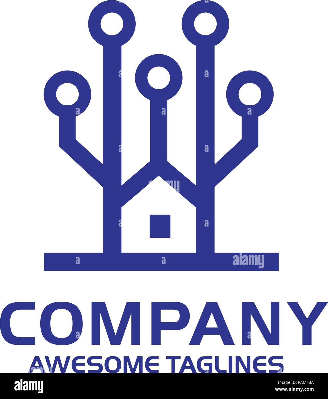 tech house, electronic Circuit board house icon, Home automation