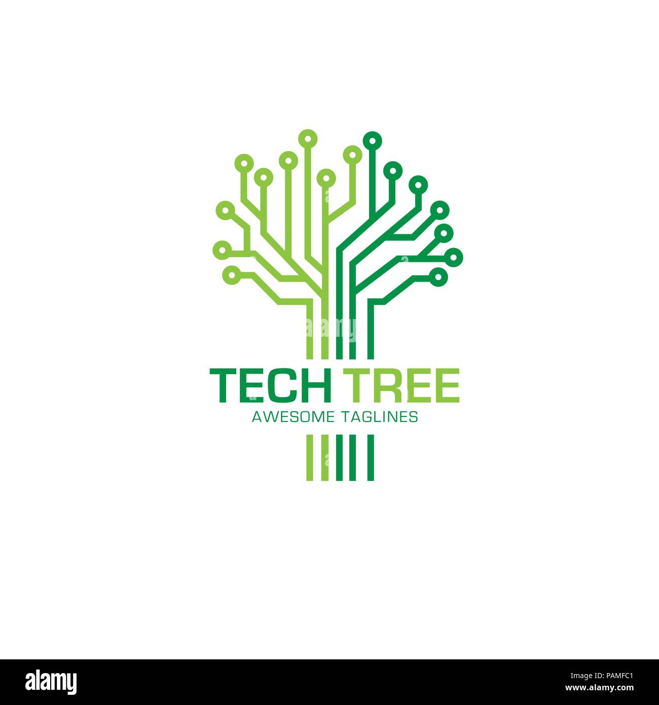 Tech Tree Logo Concept Vector Logo Concept Illustration Green