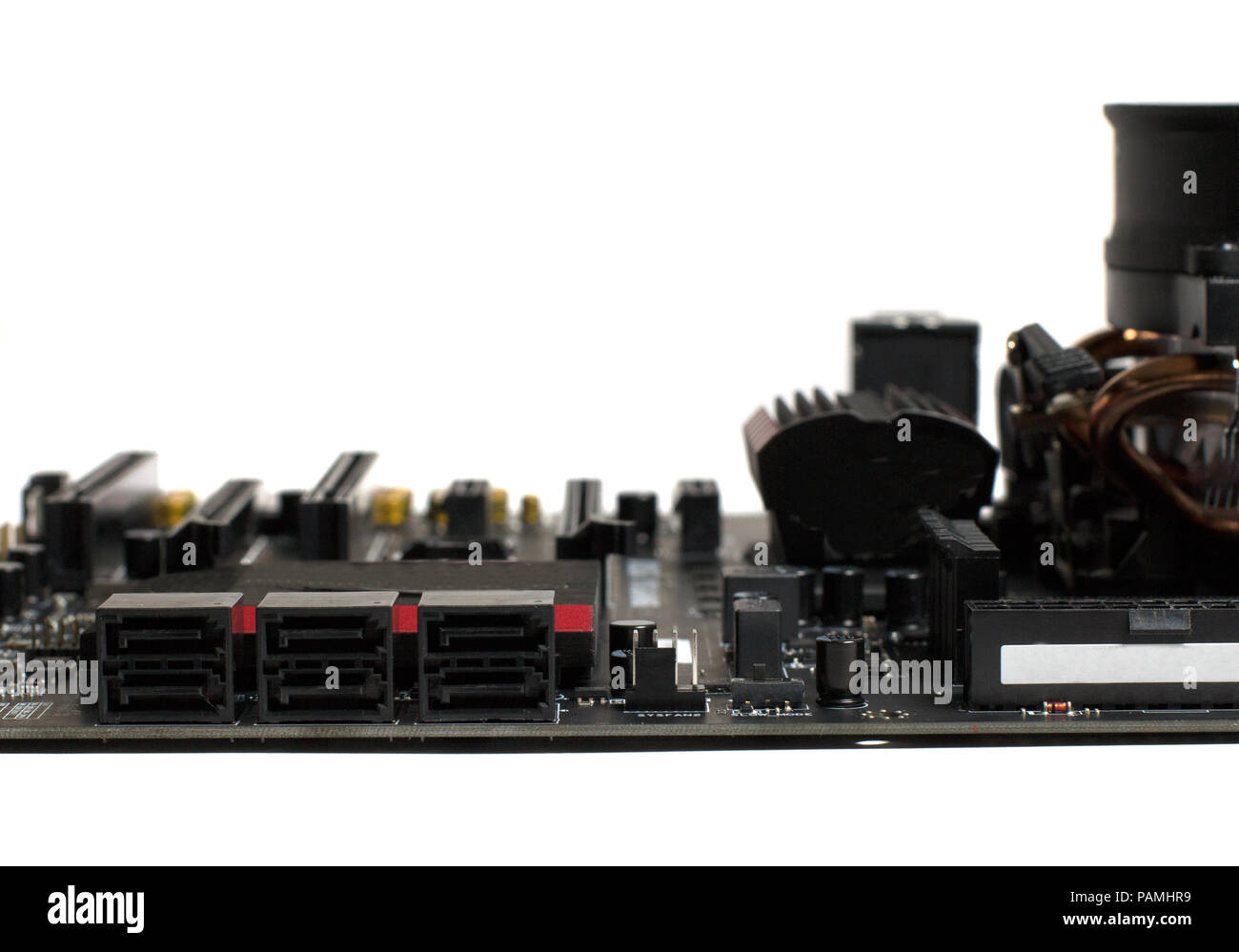 Motherboard side view with sata ports Stock Photo Alamy