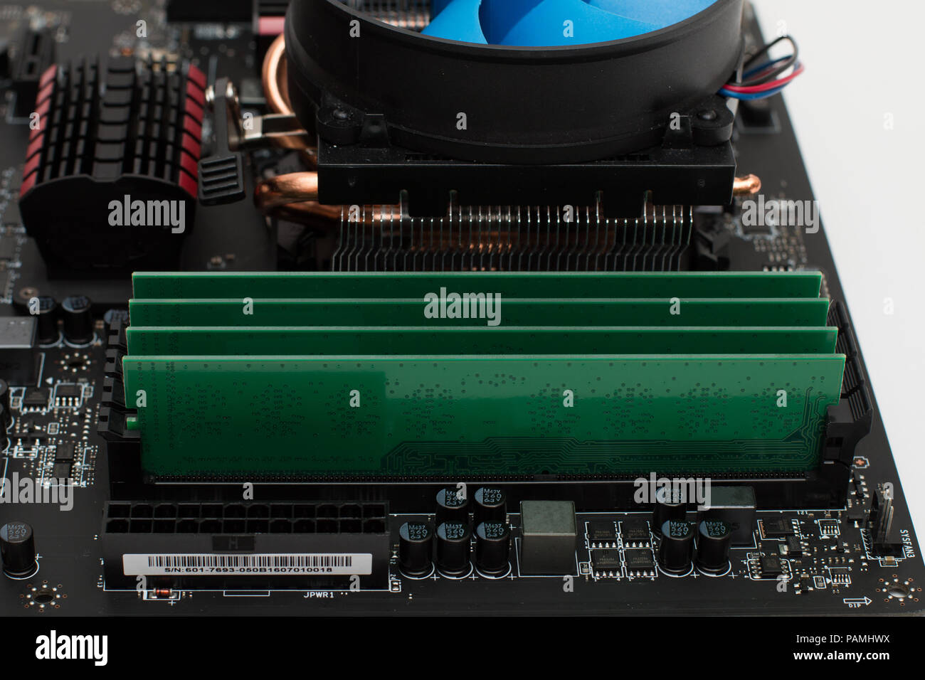 Installed RAM on the motherboard Stock Photo