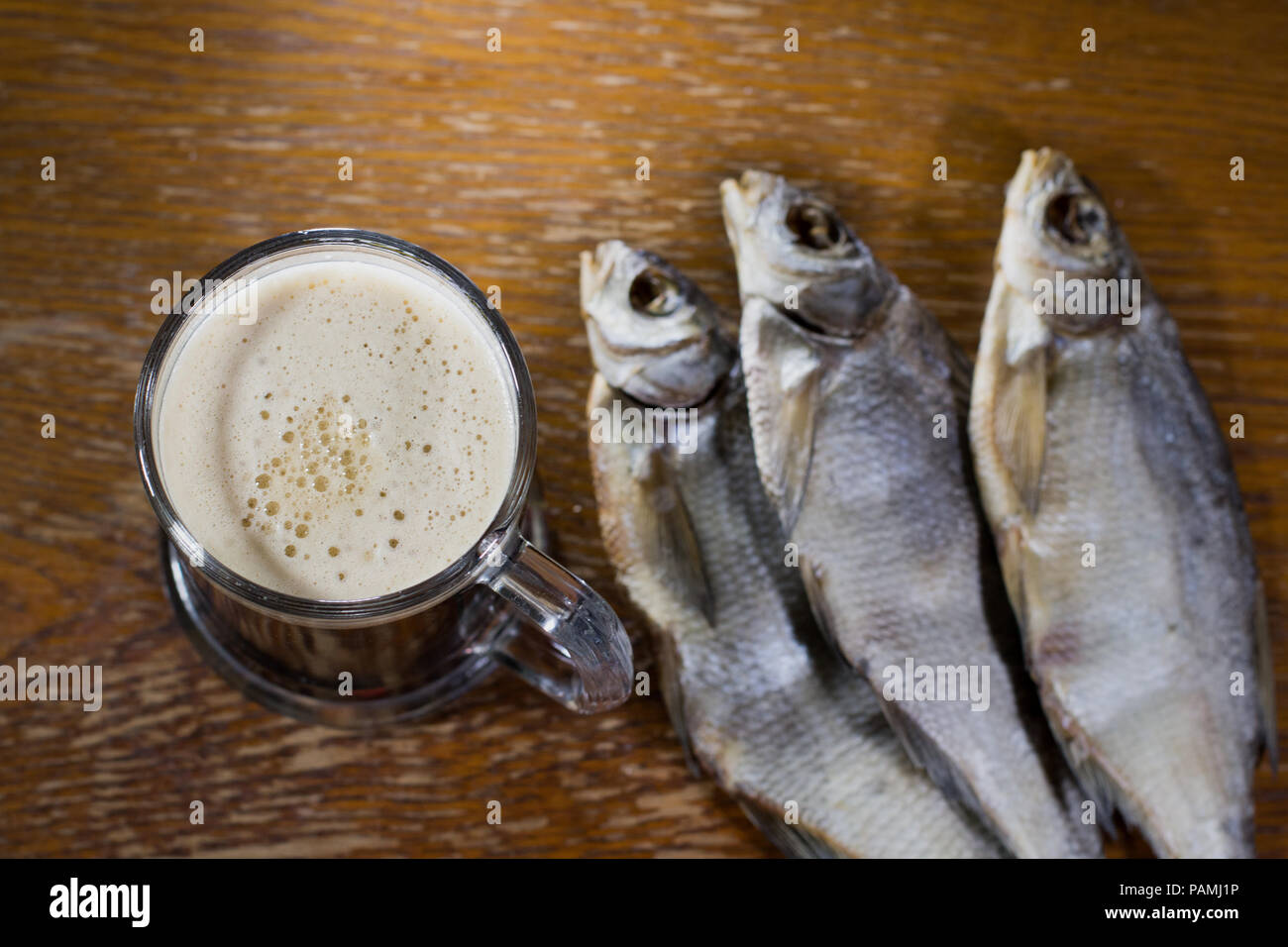Russian snack . Beer and dried fish Stock Photo Alamy
