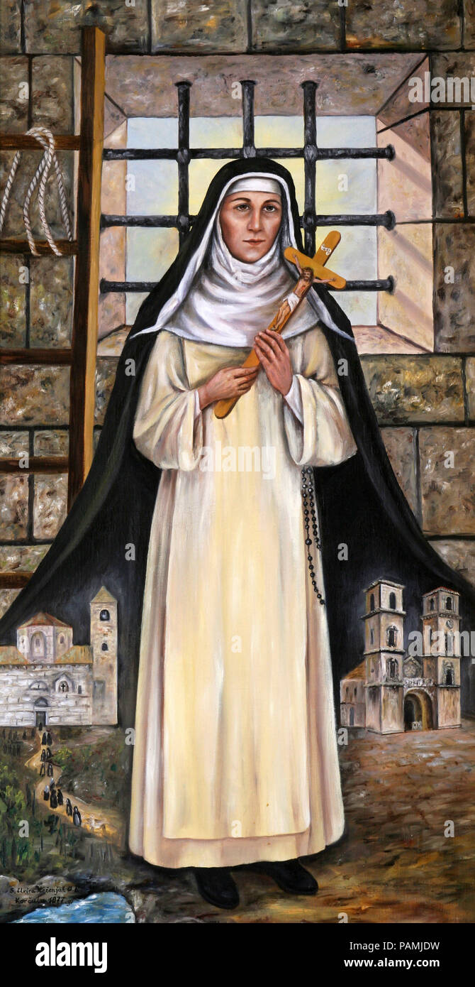 Blessed Osanna of Cattaro, altarpiece in the Monastery Church of Angel Guardian in Korcula, Korcula island, Croatia Stock Photo