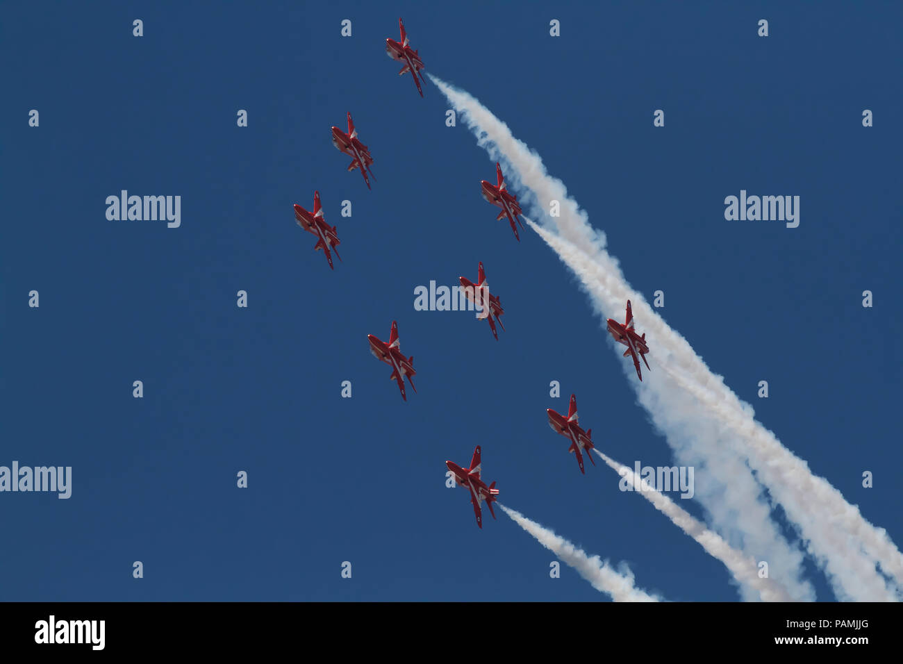 The Red Arrows display at The Royal International Air Tattoo at