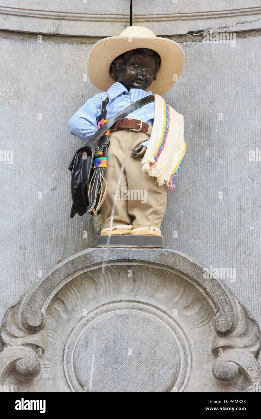Statue of Manneken Pis in the national costume of Colombia in Brussels