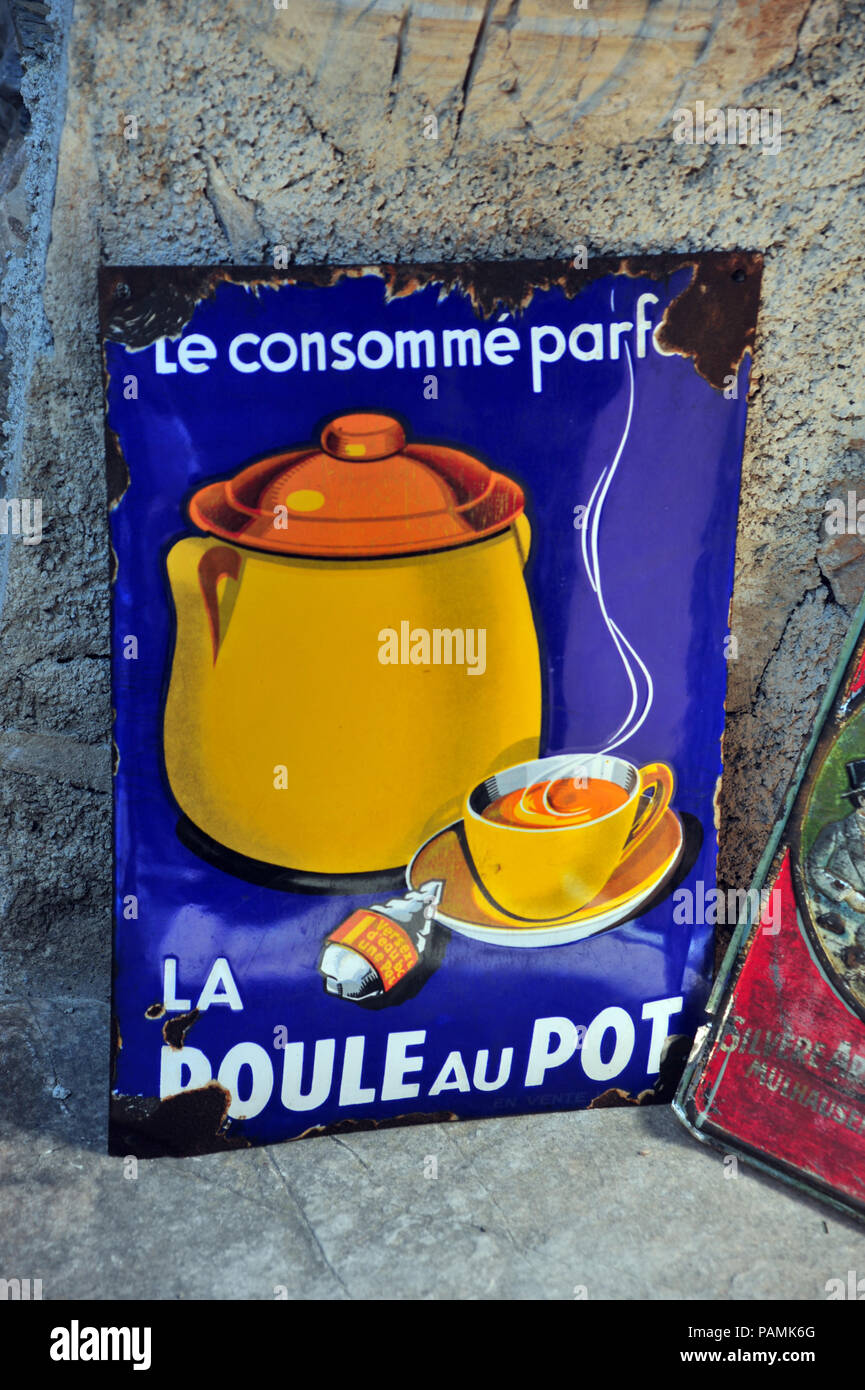 French metal advertising sign Stock Photo Alamy
