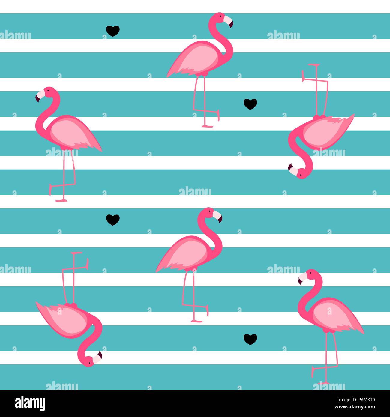 Cute Seamless Flamingo Pattern Vector Illustration Stock Vector Image ...