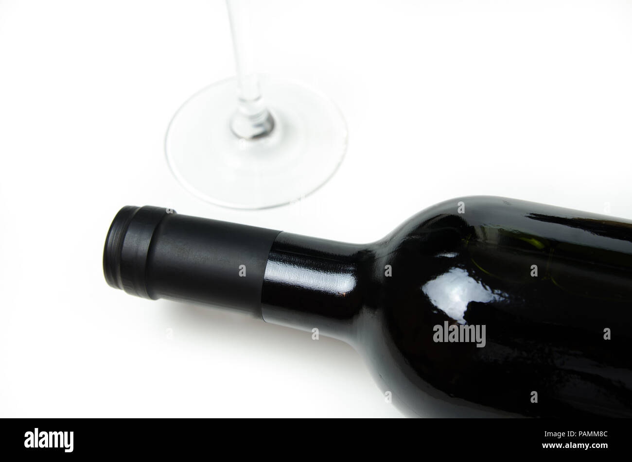 Wine bottle neck and glass Stock Photo Alamy