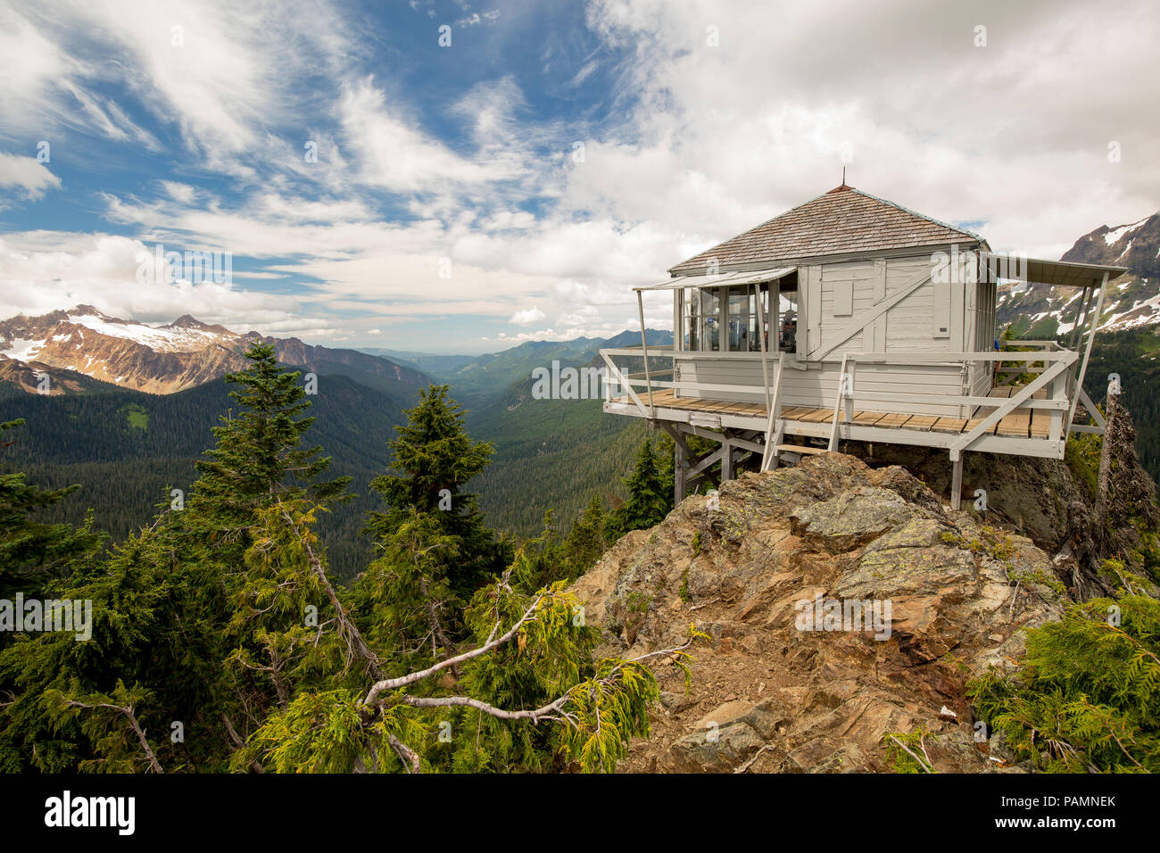 Park Butte fire lookout near Mount Baker. Stock Photo