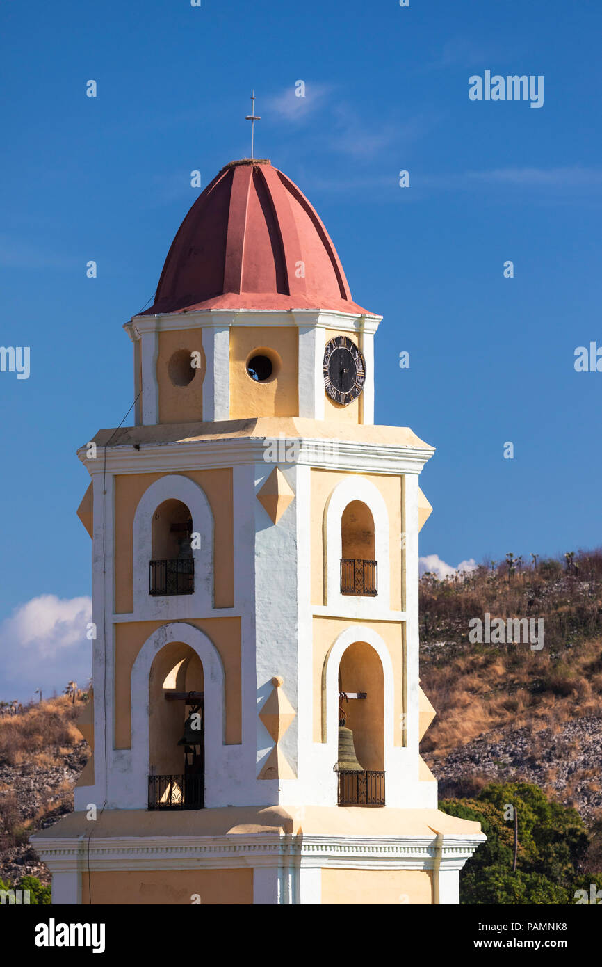 The bell tower of the Convento de San Francisco in the UNESCO World Heritage town of Trinidad, Cuba. Stock Photo