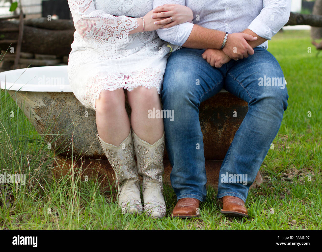 engagement shoot with boots Stock Photo