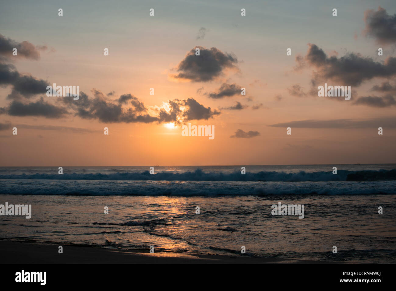 Colorful sunset with beautiful sky at the tropical beach on Bali Stock ...