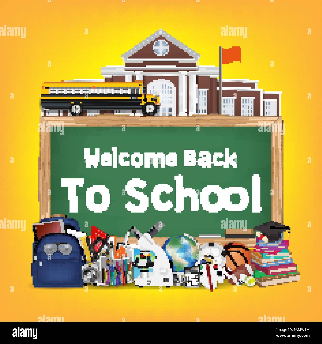 back to school chalkboard with student items Stock Vector Image & Art ...