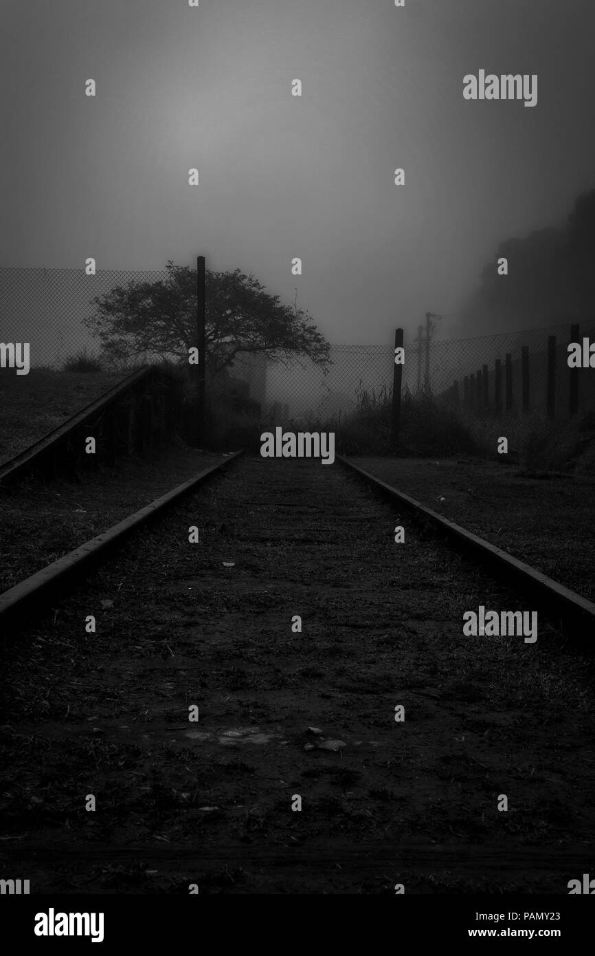 Lonely foggy railway hi-res stock photography and images - Alamy