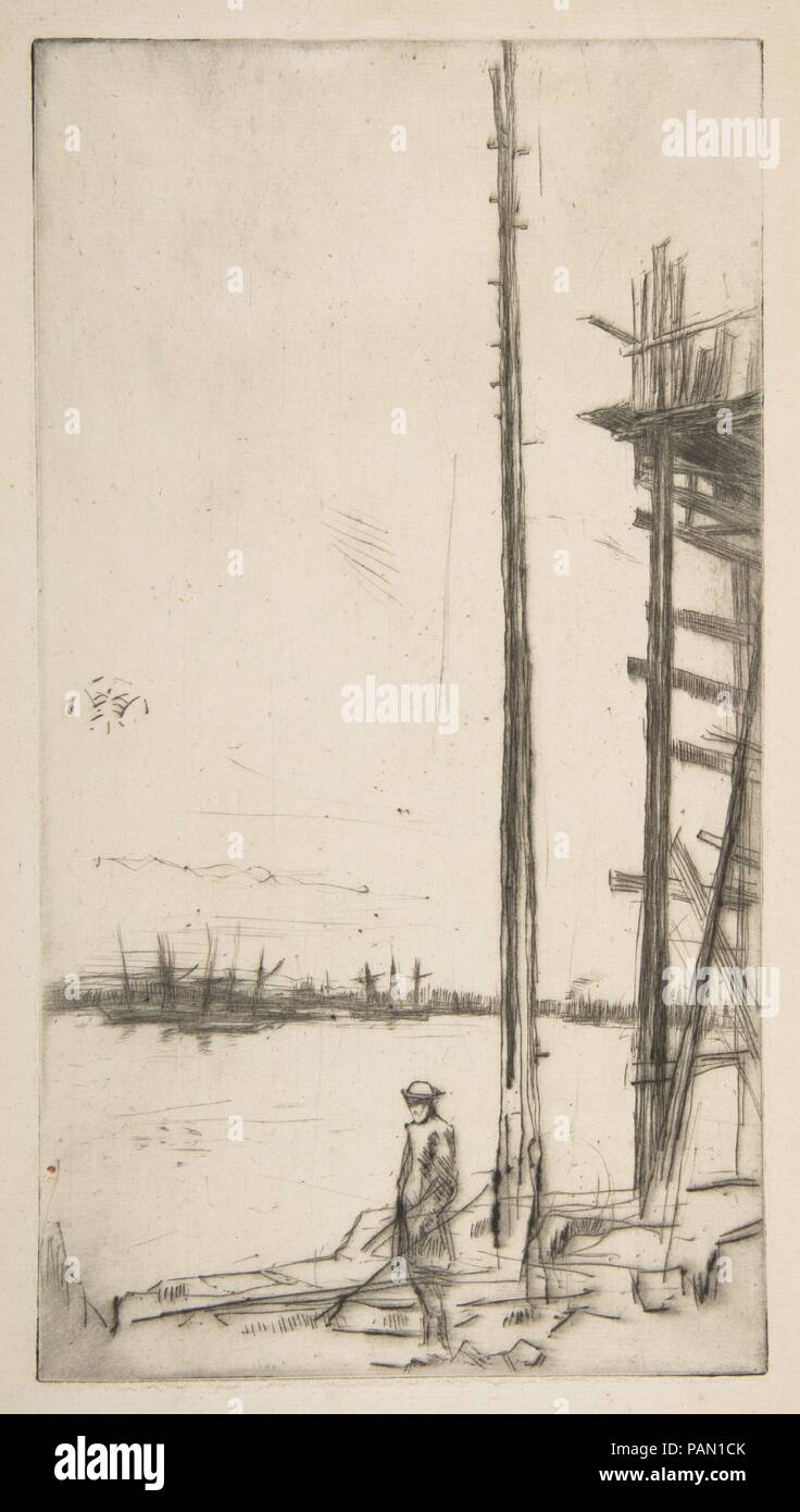 Shipbuilder's Yard, Liverpool. Artist: James McNeill Whistler (American, Lowell, Massachusetts 1834-1903 London). Dimensions: Plate: 10 13/16 x 5 7/8 in. (27.5 x 14.9 cm)  Sheet: 12 11/16 × 7 7/8 in. (32.3 × 20 cm). Date: 1875. Museum: Metropolitan Museum of Art, New York, USA. Stock Photo