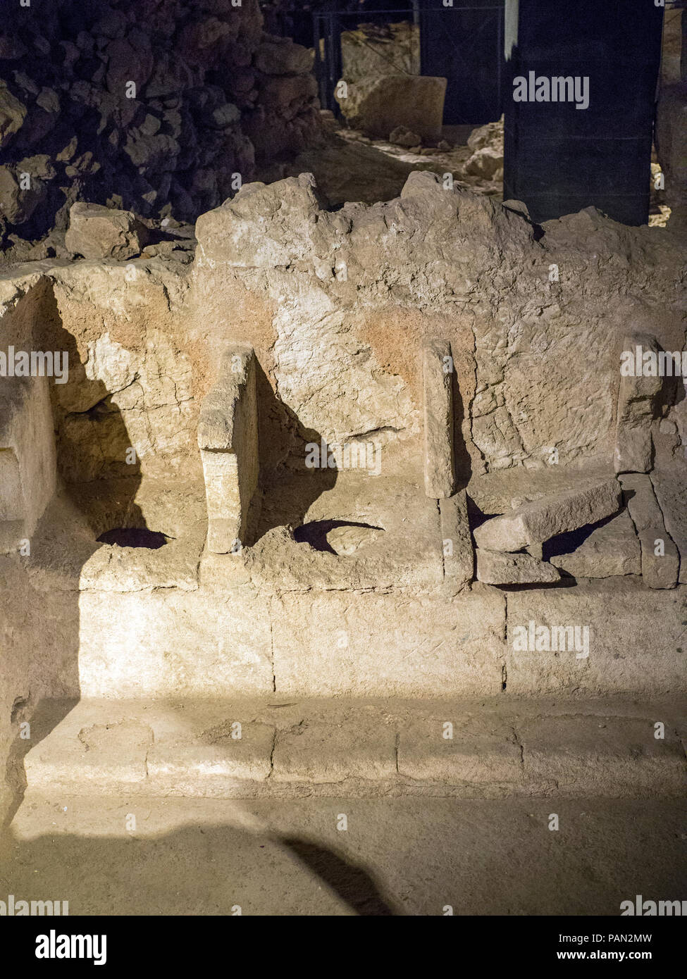 Ancient toilets at the the Greek Temple of Artemis in Syracuse, a city