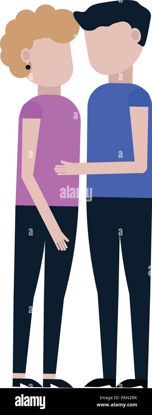 Romantic Young Beautiful Couple Icon isolated on white background Stock ...