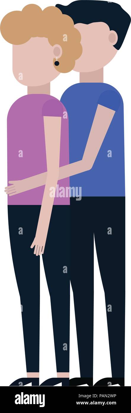 Romantic Young Beautiful Couple Icon isolated on white background Stock ...