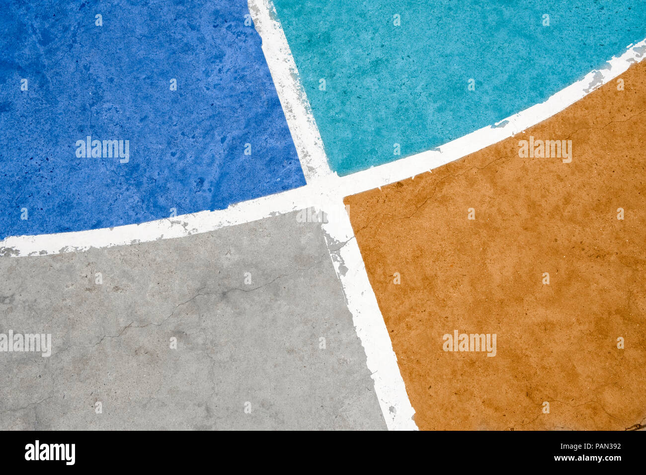 white lines on concrete floor - abstract sport  background Stock Photo